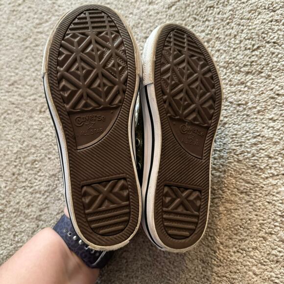 Converse Chuck Taylor Girls Gold Glitter Smooth Low Top Sneakers Size 13 - Picture 8 of 10